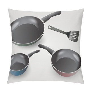 Personality  Vector Set Of Frying Pans. Pillow Covers