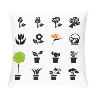 Personality  Web Icon Set -flowers And Potted Plants In Pots Pillow Covers
