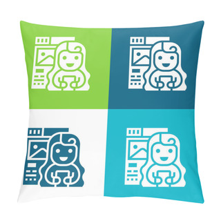 Personality  Blogger Flat Four Color Minimal Icon Set Pillow Covers