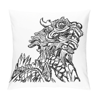 Personality  Illustration Vector Doodle Hand Drawn Of Sketch Dragon Isolated  Pillow Covers