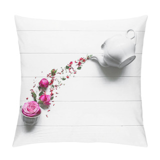Personality  Pink Roses And Tea Pot Pillow Covers