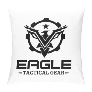Personality  Eagle Tactical Gear Vector Logo Design Illustration Template Pillow Covers