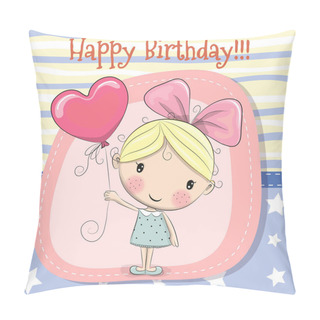Personality  Cute Cartoon Girl With Balloon Pillow Covers