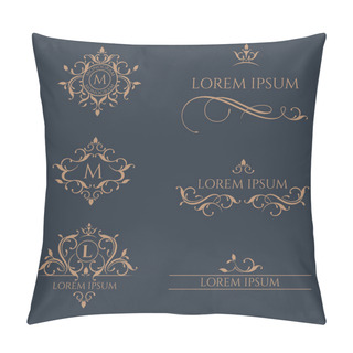 Personality  Set Of Monograms And Borders. Graphic Design Pages, Business Sign, Pillow Covers