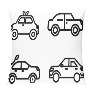 Personality  Car Set Outline Vector Illustration On White Background Pillow Covers
