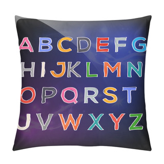 Personality  Hand Drawn Colorful Abc Letters. Vector Pillow Covers