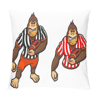 Personality  Gorilla Player With Rugby Ball Pillow Covers