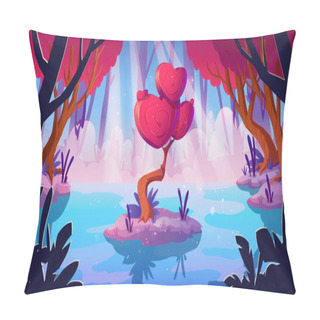 Personality  Fantasy Tree With Hearts Shape Crown In Forest Pillow Covers