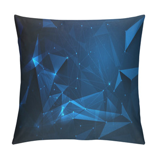 Personality  Illustration Abstract Molecules With Circles, Lines, Geometric, Polygon, Triangle Pattern. Vector Design Network Communication Technology On Dark Blue Background. Futuristic- Digital Science Technology Concept Pillow Covers