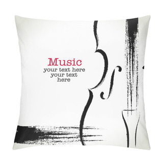 Personality  Grunge Drawing Cello With Brushwork Pillow Covers