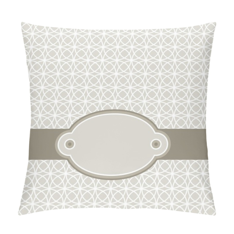 Personality  retro white circle mix in rows on gray brown background abstract geometric background with oval blank label on dark ribbon celebration card pillow covers