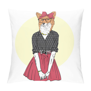 Personality  Cute Fox Hipster Girl Pillow Covers