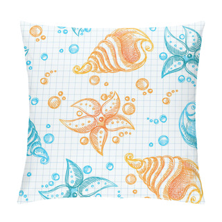 Personality  Hand Drawn Pattern Of Starfishes And Shells Pillow Covers