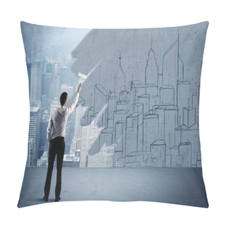 Personality  Elegant Salesman Repainting The City On Wall Pillow Covers