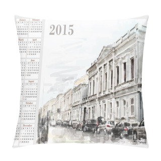 Personality  Calendar For 2015. Cityscape. Vintage Style. Pillow Covers