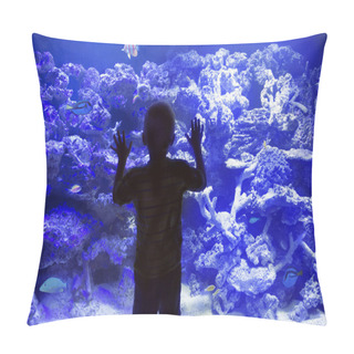 Personality  Child Watching Fish In Aquarium Pillow Covers