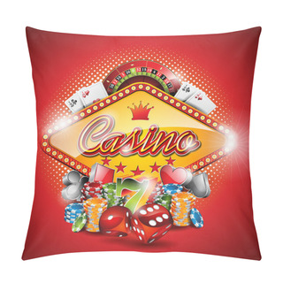 Personality  Vector Illustration On A Casino Theme With Roulette Wheel And Ribbon. Pillow Covers