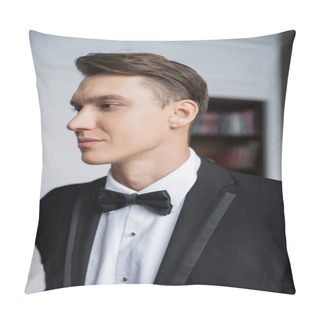 Personality  Portrait Of Elegant Man In Suit Looking Away At Home  Pillow Covers