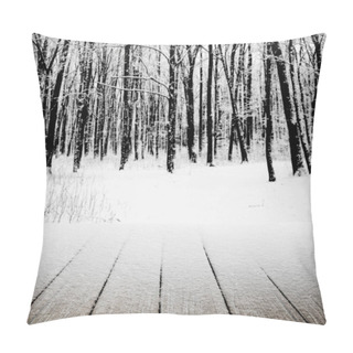 Personality  Winter Forest Trees. Nature Snow Wood Backgrounds. Pillow Covers