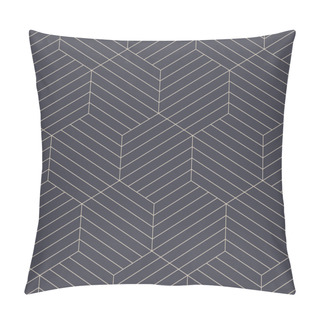 Personality  Honeycomb Hexagonal Grid Outline Seamless Pattern Vector Abstract Background. Geometric Hexagons Linear Structure Retro Futuristic Technology Repetitive Pale Grey Wallpaper. Fine Line Art Illustration Pillow Covers