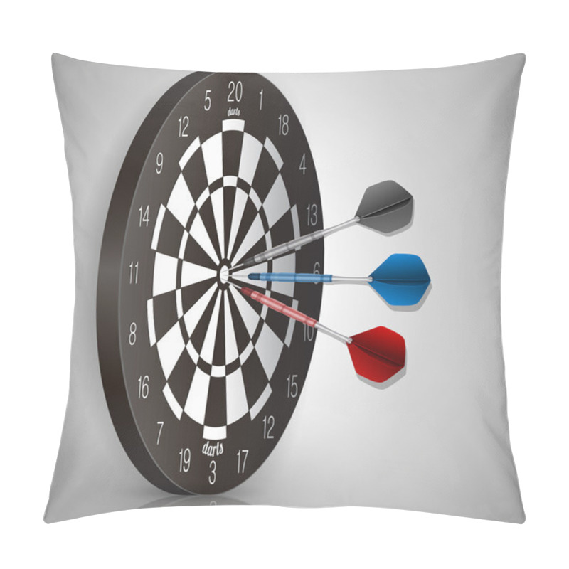 Personality  Colorful Darts Hitting A Target. Success Concept. Vector Illustration Pillow Covers