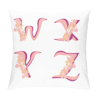 Personality  Vector Spring Alphabet With Flowers Letters W,X,Y,Z Pillow Covers