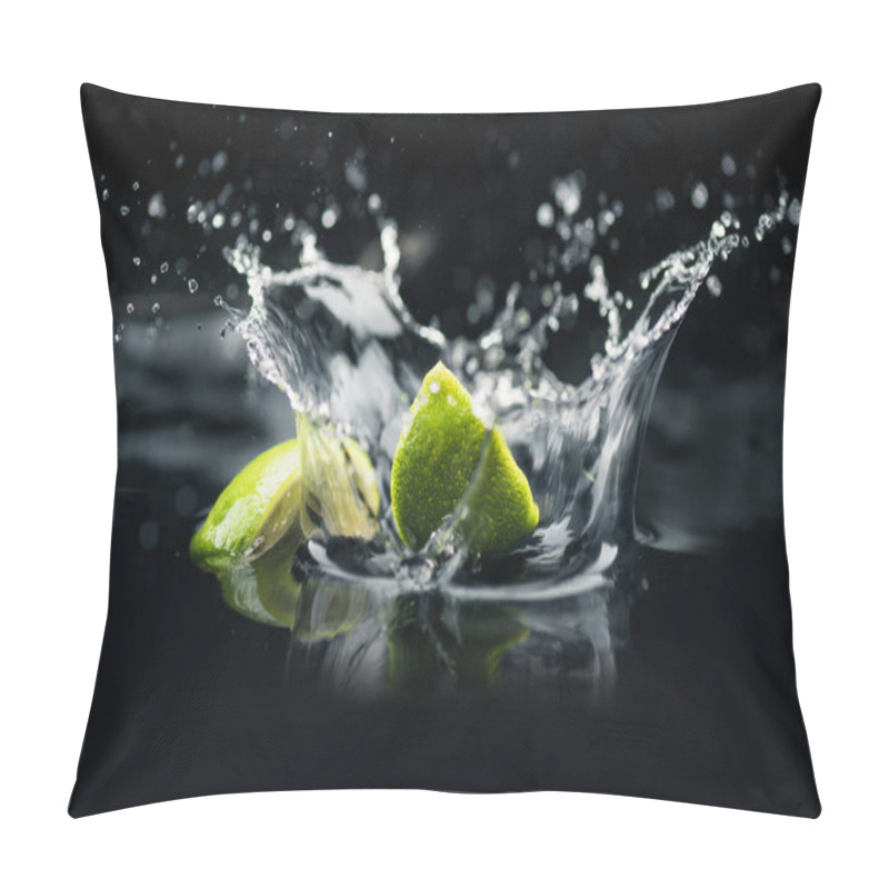 Personality  slices of lime falling in water pillow covers