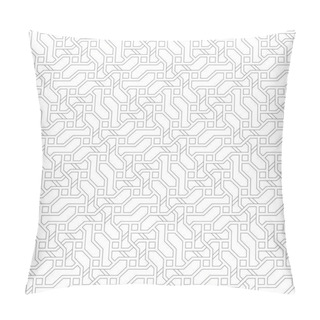 Personality  Seamless Pattern. Stylish Geometric Texture. Modern Linear Ornament. Regularly Repeating Thin Line Grids With Intersecting Geometrical Outline Shapes: Squres; Difficult Polygonal Shapes Pillow Covers