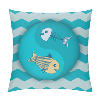 Personality  Vector Background With Fishes. Pillow Covers