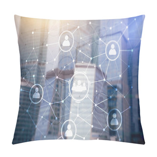 Personality  People Relation And Organization Structure. Social Media. Business And Communication Technology Concept. Pillow Covers