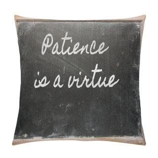 Personality  Expression - Patience Is A Virtue - Written On A School Blackbo Pillow Covers