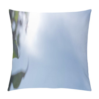 Personality  Panoramic Shot Of Green Leaves In Sunlight With Blue Sky At Background Pillow Covers