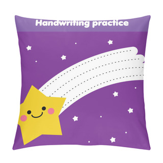 Personality  Tracing Lines For Toddlers. Handwriting Practice Sheet. Educational Children Game, Printable Worksheet For Kids With Cute Falling Star Pillow Covers