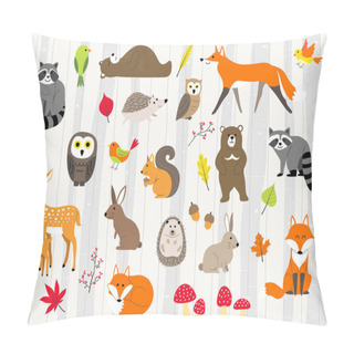 Personality  Woodland Animals Illustration,autumn Forest Pillow Covers