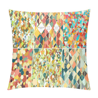 Personality  Set Of Colorful Geometric Backgrounds, Abstract Triangle-hexagonal-square  Patterns, Vector Illustration Pillow Covers