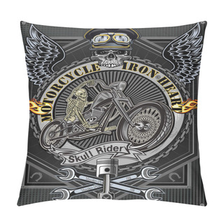 Personality  Illustration Of Skeleton On Motorcycle Pillow Covers