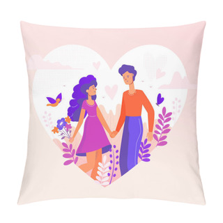 Personality  Romantic Couple - Modern Flat Design Style Illustration Pillow Covers