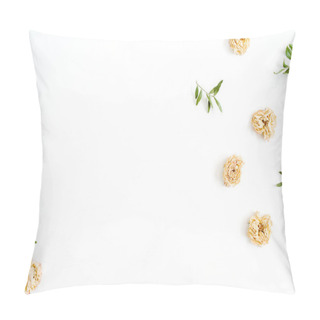 Personality  Floral Border Frame Made Of Dry Pastel Beige Roses  Pillow Covers