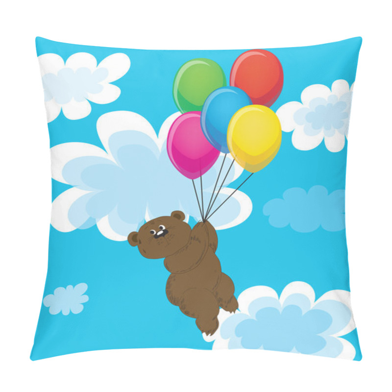 Personality  Bear on balls in clouds. pillow covers