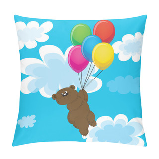 Personality  Bear On Balls In Clouds. Pillow Covers