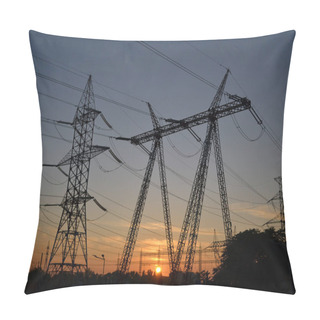 Personality  Electric Power Transmission With High Voltage Power Lines Suppli Pillow Covers