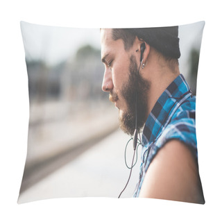 Personality  Young Handsome Bearded Hipster Man Pillow Covers