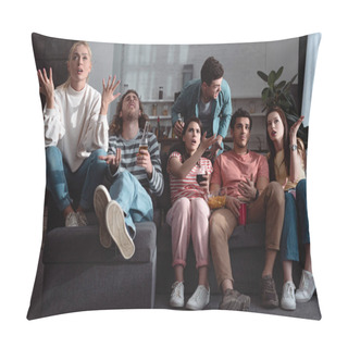 Personality  Shocked Friends Gesturing While Watching Championship At Home Pillow Covers