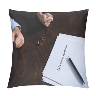 Personality  Cropped View Of Couple With Clenched Fists Sitting At Table With Rings Pillow Covers