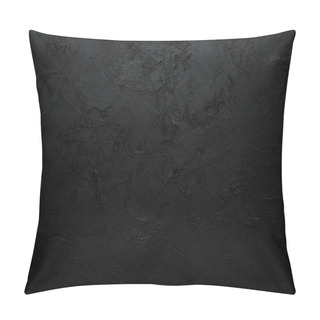 Personality  Black Stone Background. Black Surface. Top View. Free Space For Your Text. Pillow Covers