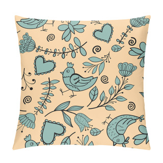 Personality  Flower, Hearts, Birds Seamless Pillow Covers