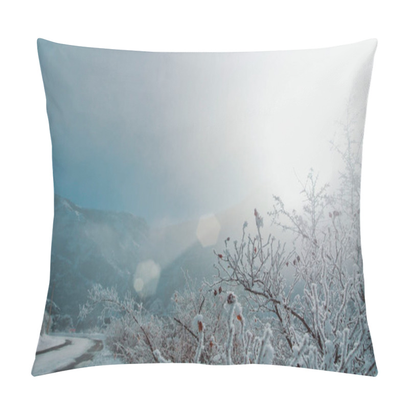 Personality  A Dangerous Winter Serpentine Road With Attention Signs Covered  Pillow Covers