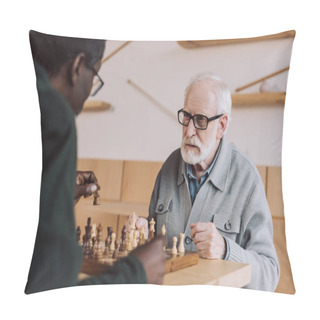 Personality  Senior Men Playing Chess Pillow Covers