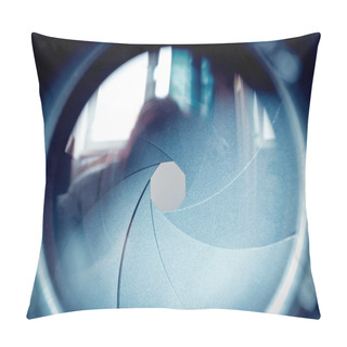 Personality  The Diaphragm Of A Camera Lens Aperture. Pillow Covers