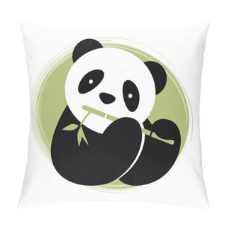 Personality  Panda Bear With Bamboo. Vector Illustration. Pillow Covers